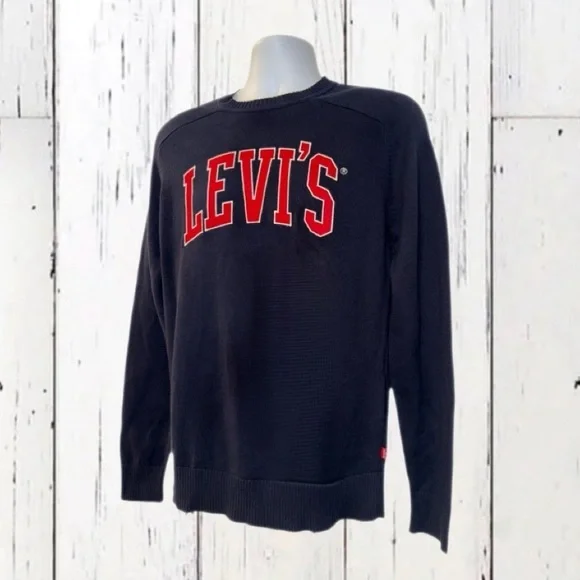 Levi’s Logo Sweatshirt Men’s Medium Navy Blue Crewneck Pullover